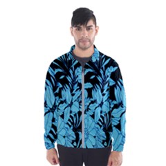 Blue Winter Tropical Floral Watercolor Men s Windbreaker