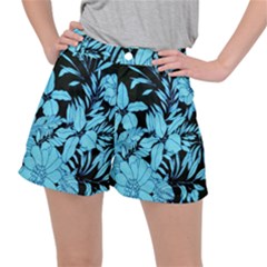 Blue Winter Tropical Floral Watercolor Ripstop Shorts