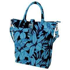 Blue Winter Tropical Floral Watercolor Buckle Top Tote Bag