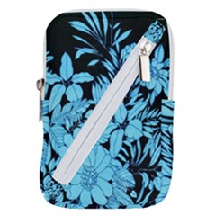 Blue Winter Tropical Floral Watercolor Belt Pouch Bag (large) by dressshop