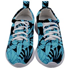 Blue Winter Tropical Floral Watercolor Kids Athletic Shoes
