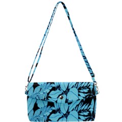 Blue Winter Tropical Floral Watercolor Removable Strap Clutch Bag by dressshop