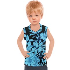 Blue Winter Tropical Floral Watercolor Kids  Mesh Tank Top