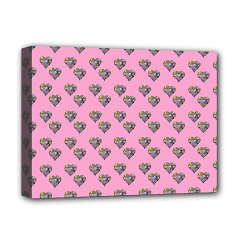Patchwork Heart Pink Deluxe Canvas 16  X 12  (stretched)  by snowwhitegirl