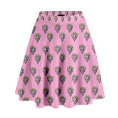 Patchwork Heart Pink High Waist Skirt by snowwhitegirl