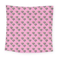 Patchwork Heart Pink Square Tapestry (large)