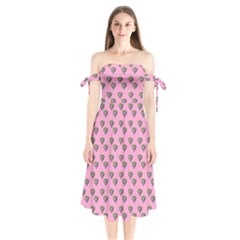 Patchwork Heart Pink Shoulder Tie Bardot Midi Dress by snowwhitegirl