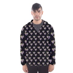 Patchwork Heart Black Men s Hooded Windbreaker by snowwhitegirl