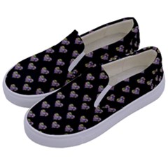 Patchwork Heart Black Kids  Canvas Slip Ons by snowwhitegirl