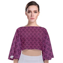 Heart Face Mauve Tie Back Butterfly Sleeve Chiffon Top by snowwhitegirl