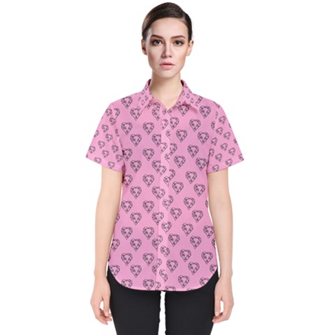 Heart Face Pink Women s Short Sleeve Shirt by snowwhitegirl