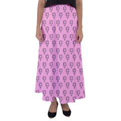 Heart Face Pink Flared Maxi Skirt