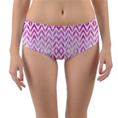 Chevrons Abstrait Rose Reversible Mid-waist Bikini Bottoms by kcreatif