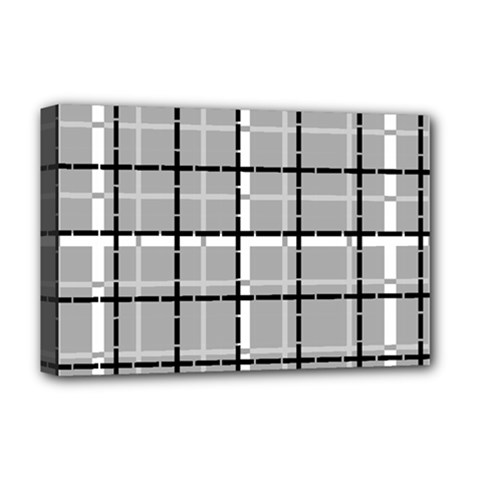 Pattern Carreaux Noir/gris Deluxe Canvas 18  X 12  (stretched) by kcreatif