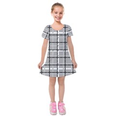 Pattern Carreaux Noir/gris Kids  Short Sleeve Velvet Dress by kcreatif