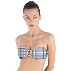 Pattern Carreaux Noir/gris Twist Bandeau Bikini Top by kcreatif