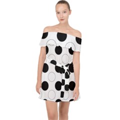 Background Dot Pattern Off Shoulder Chiffon Dress