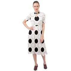 Background Dot Pattern Keyhole Neckline Chiffon Dress