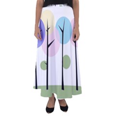 Forest Trees Nature Plants Flared Maxi Skirt