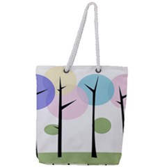 Forest Trees Nature Plants Full Print Rope Handle Tote (large)