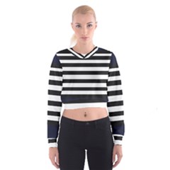 Bandes Noir/bleu Marine Cropped Sweatshirt by kcreatif