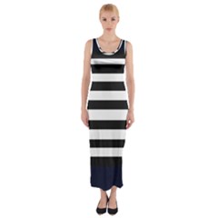 Bandes Noir/bleu Marine Fitted Maxi Dress