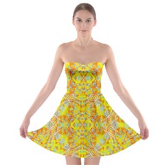 Vivid Warm Ornate Pattern Strapless Bra Top Dress by dflcprintsclothing