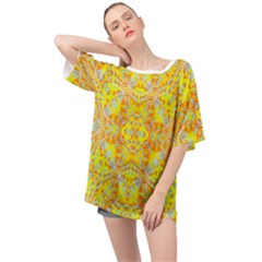 Vivid Warm Ornate Pattern Oversized Chiffon Top by dflcprintsclothing