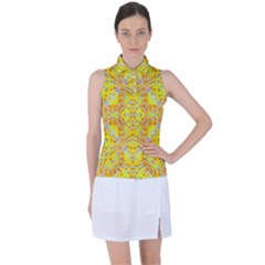 Vivid Warm Ornate Pattern Women’s Sleeveless Polo Tee by dflcprintsclothing