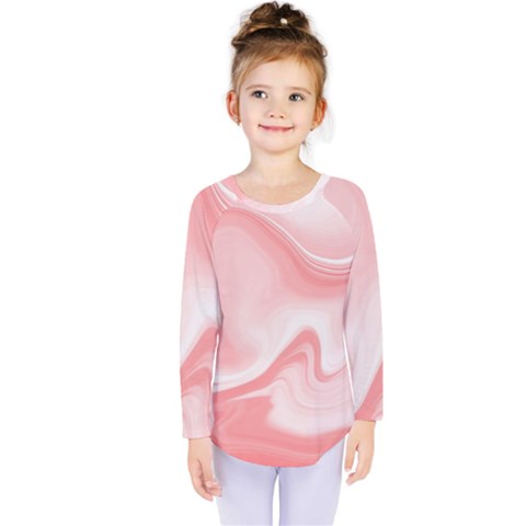 Pink Marble Print Kids  Long Sleeve Tee by designsbymallika
