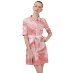 Pink Marble Print Belted Shirt Dress by designsbymallika