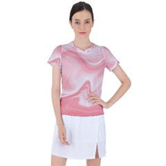 Pink Marble Print Women s Mesh Sports Top by designsbymallika