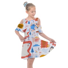 1 (1) Kids  Shoulder Cutout Chiffon Dress