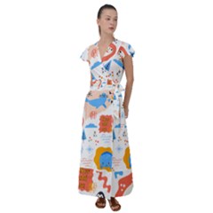 1 (1) Flutter Sleeve Maxi Dress