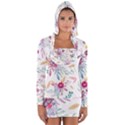 PINK FLORAL PRINT Long Sleeve Hooded T-shirt View1