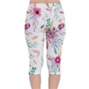 PINK FLORAL PRINT Velvet Capri Leggings  View2