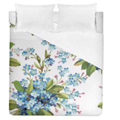 Blue Floral Print Duvet Cover (queen Size) by designsbymallika