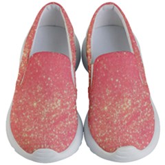 Pink Glitter Print Kids Lightweight Slip Ons by designsbymallika