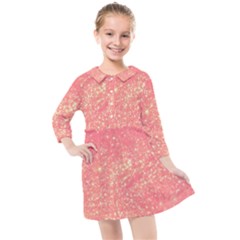 Pink Glitter Print Kids  Quarter Sleeve Shirt Dress by designsbymallika