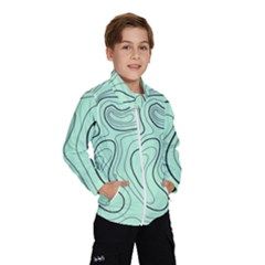 Green Lines Pattern Kids  Windbreaker by designsbymallika