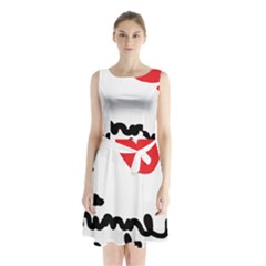 I Heart Chimney Rock Sleeveless Waist Tie Chiffon Dress