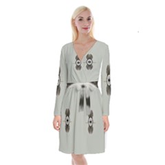 One Island Two Horizons For One Woman Long Sleeve Velvet Front Wrap Dress by pepitasart