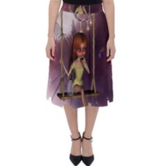 Little Fairy On A Swing With Dragonfly In The Night Classic Midi Skirt by FantasyWorld7