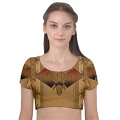 Wonderful Elephant Velvet Short Sleeve Crop Top  by FantasyWorld7