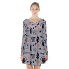 Slam Dunk Basketball Gray Long Sleeve Velvet V-neck Dress