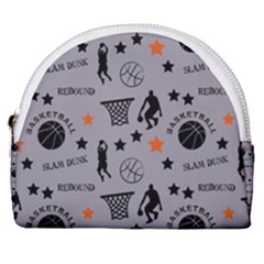 Slam Dunk Basketball Gray Horseshoe Style Canvas Pouch by mccallacoulturesports