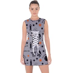 Slam Dunk Basketball Gray Lace Up Front Bodycon Dress