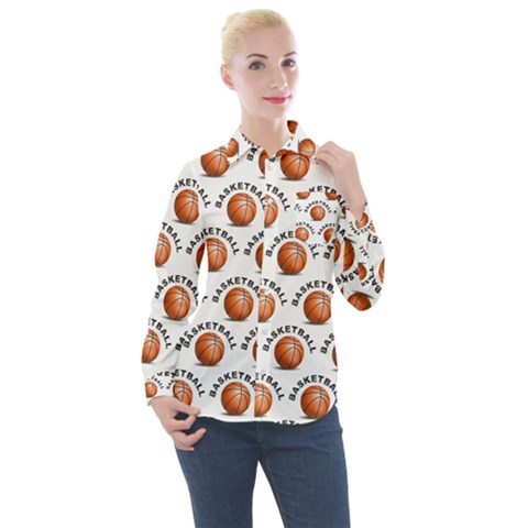 Orange Basketballs Women s Long Sleeve Pocket Shirt by mccallacoulturesports