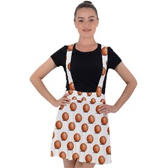 Orange Basketballs Velvet Suspender Skater Skirt