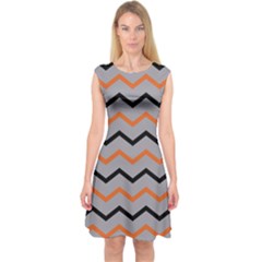 Basketball Thin Chevron Capsleeve Midi Dress